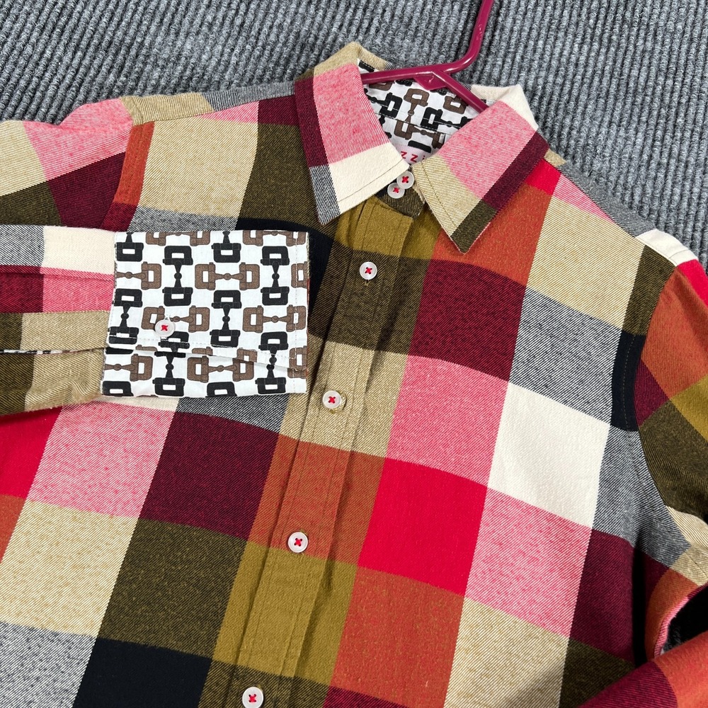 Tizzie Shirt Womens Small Red Plaid Long Sleeve Button Up Casual Comfort